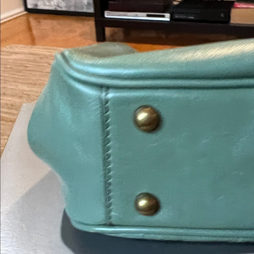 Patricia Nash Gracchi Tooled Leather Embossed Teal Satchel. Gently used - Picture 6 of 16